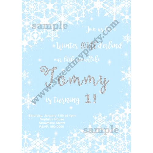 Winter Onederland Invitation blue,(7)